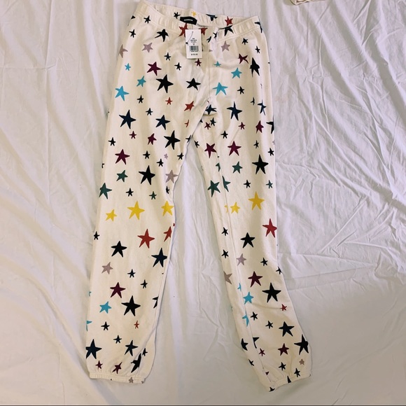 MONROW NWT Cream Star Sweatpants/Joggers - Picture 2 of 5